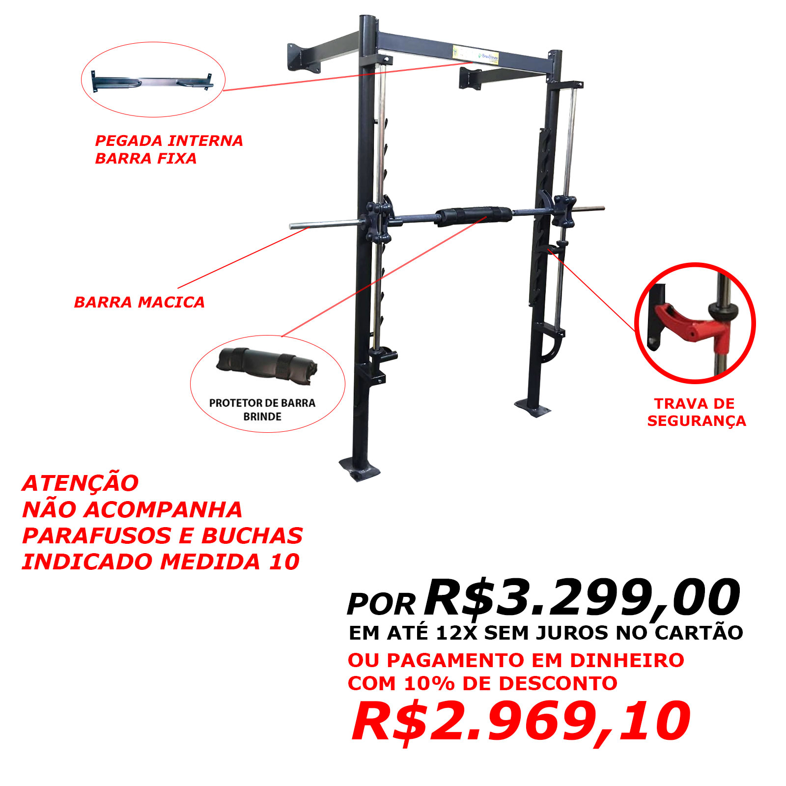 Adaptador Barra Remada Cavalinho Musculação Crossfit