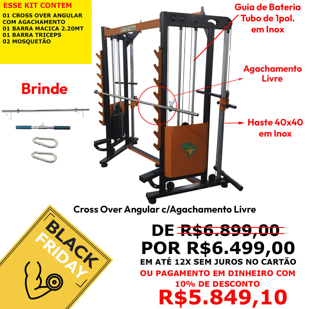 Kit Para Agachamento Sumô Com Barra Reta Fixa 50cm